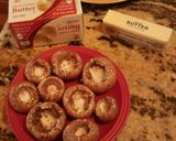 A picture of step 4 of Taisen's crab stuffed mushrooms.