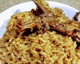 A picture of step 4 of Stockfish Jollof Rice.