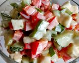 A picture of step 1 of Tiranga cream salad.