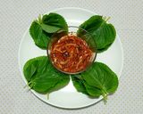 Hình bước làm 2 của món Lá Vừng Hấp Cay 층층 깻잎찜