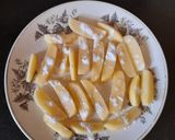 A picture of step 1 of Suji Halwa with Finger Chips.