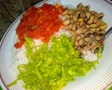 White rice and stew (shinkafa, wake, da Miya)matakin girki2 hoto