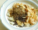 A picture of step 4 of A healthy breakfast-Fermented Farro with curd, sprouts, and veggies.