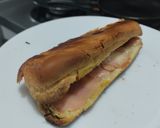 Foto del paso 5 de la receta: Sandwich🥖de jamón🥓🍯, queso🧀y salsa de piña🥐🥯🍍