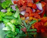 A picture of step 3 of Healthy Pasta Mayo Salad with Veggies and Feta Cheese.