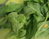 A picture of step 3 of Kotambir vadi and Palak pakora.