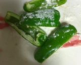 A picture of step 1 of So Fast! So Easy! Green Pepper Wrapped in Pork (Side Dish).