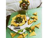 A picture of step 4 of Crispy Nachos Papad Bhel Chat.