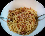 Foto del paso 4 de la receta: Espaguetis con salteado de jamón y cebolla