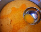 A picture of step 5 of Basbousa soaked in Orange & Honey syrup.
