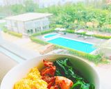 Hình bước làm 4 của món Cơm phủ ba màu eatclean