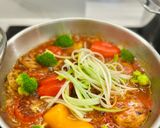 Hình bước làm 6 của món Củ sen, ớt chuông và cà chua nhồi chả cá sốt cà