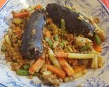 Foto del paso 3 de la receta Morcillas con salteado de verduras y lentejas