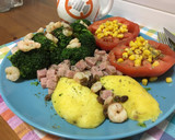 Foto del paso 1 de la receta: Brócoli con pavo, tomate, patata y gambas