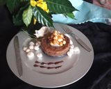 A picture of step 7 of Chocolate  Makhana Mini Pie....topup with caramelise  makhana.