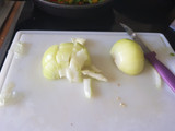 Muslitos de pollo con salsa de setas con verduras