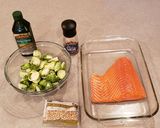 A picture of step 1 of Baked Salmon with Brussel Sprouts.