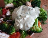 A picture of step 4 of Sig's Broccoli, Mushroom Salad with Yogurt Mustard dressing.