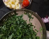 A picture of step 2 of Chaulai (amaranths) saag.