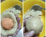 A picture of step 4 of Mawa Stuffed sesame laddu.
