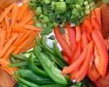A picture of step 1 of Thai one- pot- pasta.