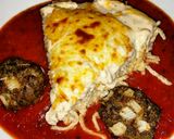 A picture of step 7 of Spaghetti Pie & Meatballs.