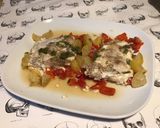 Une image de l'étape 11 de Filets de loup de mer au poivron rouge,citron confit et herbes aromatiques.