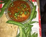 A picture of step 6 of Aloo Mater salan.