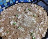 A picture of step 5 of Ragi onion rava dosa with hotel style coconut chutney.