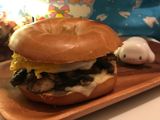 Fried Egg 🍳🥪Mushrooms 🍄 Melting Cheese Bagel🍩🍔