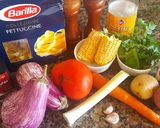 Foto del paso 1 de la receta: Guisado simple de 🥕🌽🍆 y fideos cinta. #otoño