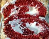 Red velvet roll cake with nougat topping langkah memasak 8 foto