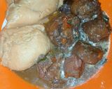 A picture of step 11 of Moimoi with oxtail pepper soup.