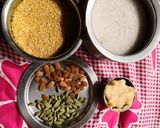 A picture of step 1 of Moondhal Laddus.