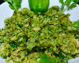 A picture of step 5 of Green Chilli Thecha.