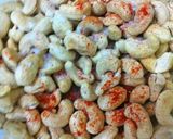 A picture of step 1 of Besan coated mazedar masala kaju.