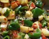 A picture of step 7 of Aloo capsicum sabji.