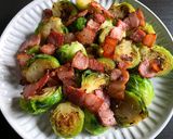 A picture of step 4 of Pan-fried Brussels Sprouts & Bacon.