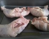 A picture of step 1 of Sig's chicken with kaletts, pears and rosti.