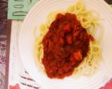 A picture of step 8 of Prawn Bolognese Spaghetti.