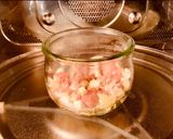 A picture of step 2 of Polenta with Mushrooms and Sausage Cooked in a Jar in the Microwave.