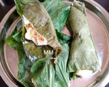 A picture of step 6 of Haladi Patra Pitha/Turmeric Leaves covered Cakes.