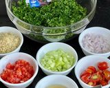 A picture of step 1 of Vegan Tabbouleh Salad with feta cheese.