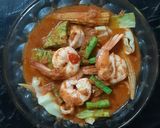 A picture of step 6 of Sour Curry with Shrimp & Mixed Vegetables (Kaeng Som Cha-Om).