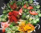 A picture of step 4 of Masaledar bhindi.