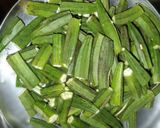 A picture of step 1 of Bhindi Masala curry.