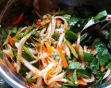 A picture of step 2 of Spicy Celery Sweet Onion salad/lacto-fermentation.
