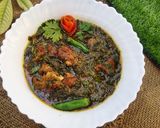 A picture of step 6 of Palak gosht/mutton spinach.