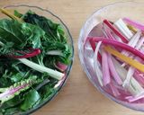 A picture of step 1 of Rainbow Swiss Chard and Potato Frittata.