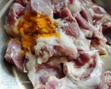 A picture of step 1 of Kosha Mangsho.